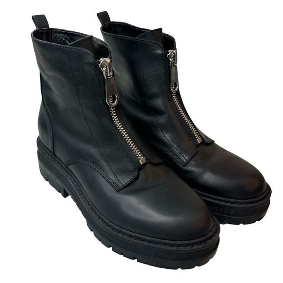 Marc Fisher LTD. Black Paralee Front Zip Leather Booties Size 9 - Picture 3 of 17